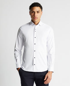 Remus Uomo ... White Frank Long Sleeve Semi -Formal Shirt - Tapered fit (140/01)