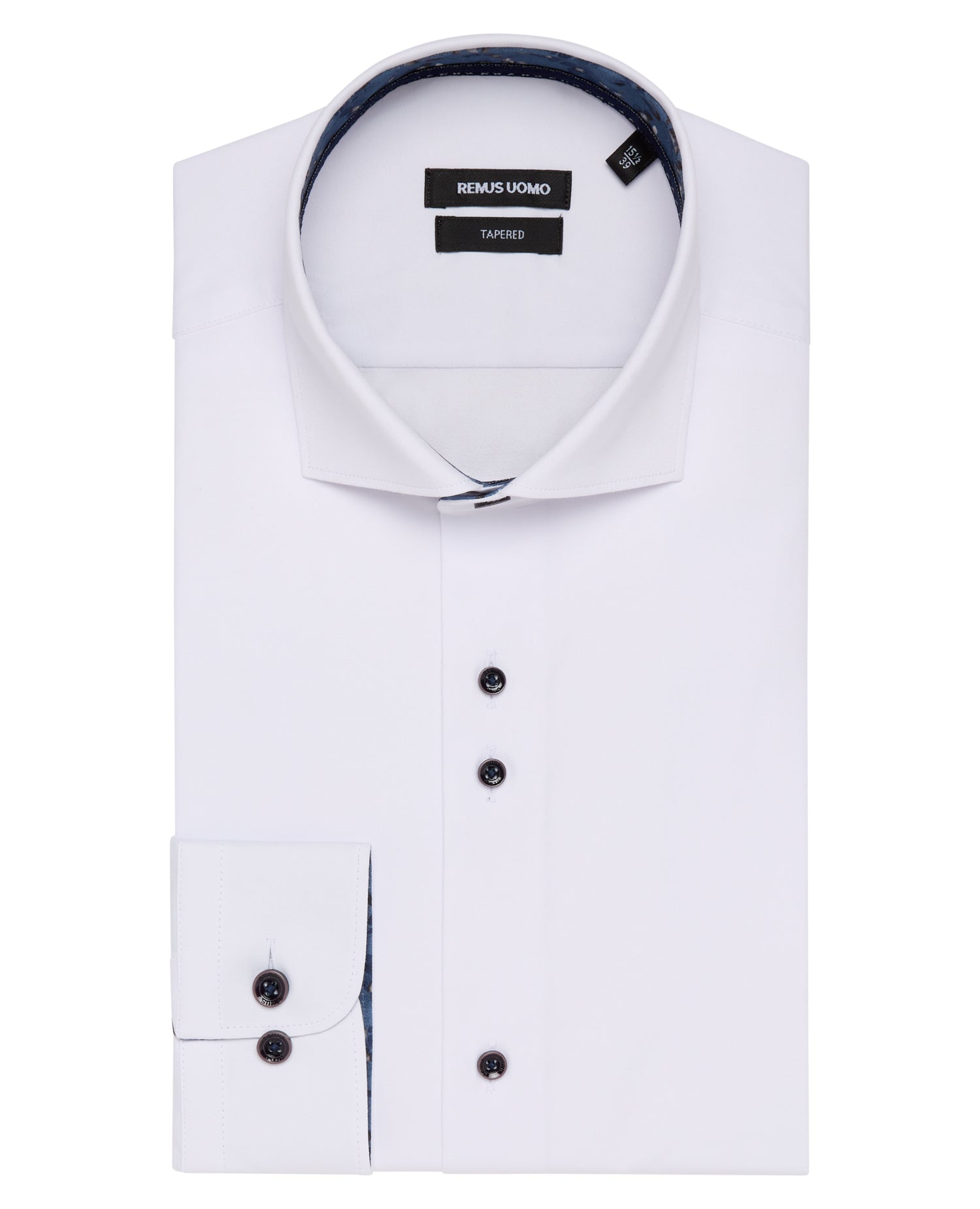 Remus Uomo ... White Frank Long Sleeve Semi -Formal Shirt - Tapered fit (140/01)