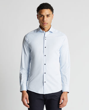 Remus Uomo ... Light Blue Frank Long Sleeve Semi -Formal Shirt - Tapered fit (140/21)