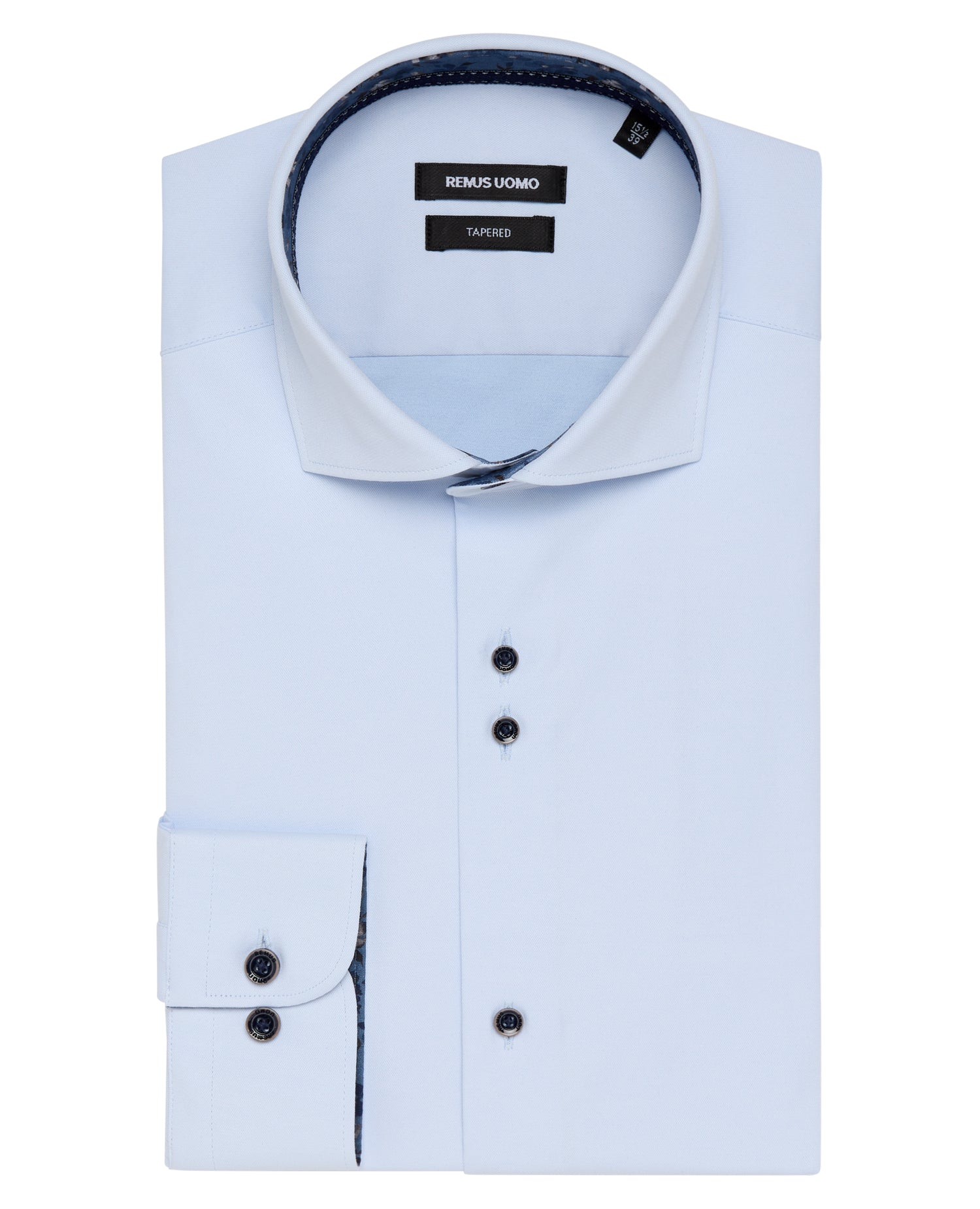 Remus Uomo ... Light Blue Frank Long Sleeve Semi -Formal Shirt - Tapered fit (140/21)